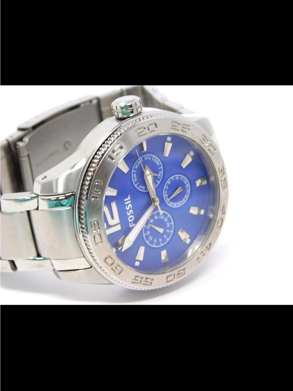 Fossil Men's Watch BQ1164 Blue Dial Stainless Steel 5 ATM Size 8" - Picture 6 of 10